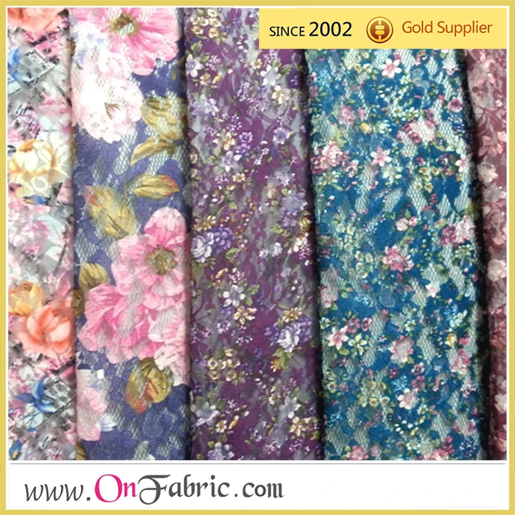 58/60' Stocklot Polyester Print Woven Raschel Lace Fabric