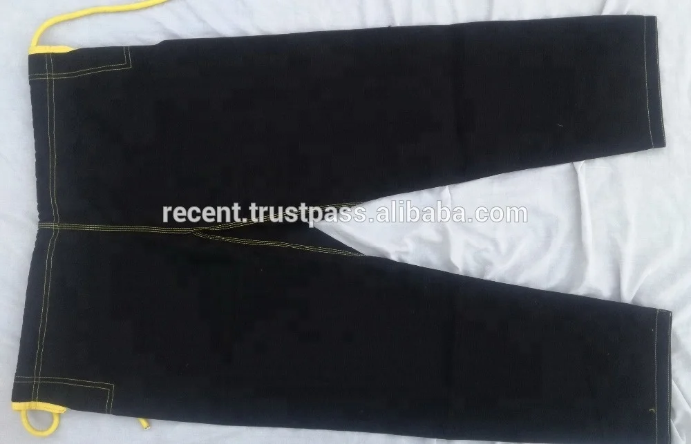 BJJ Brazilian Jiu-Jitsu Gi Pearl Weave Black Trouser Yellow Thread heavy fabric trouser
