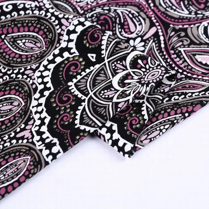 
Factory price cotton poly spandex OE Foil custom paisley african print jersey fabric for children 