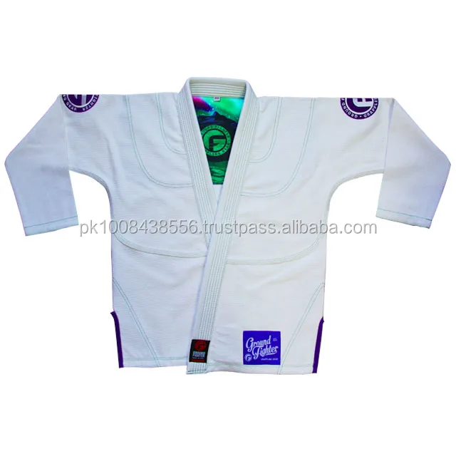 custom design cut jiu jitsu gi blue white black color bjj kimono for adult A0-A6 with preshirink fabric