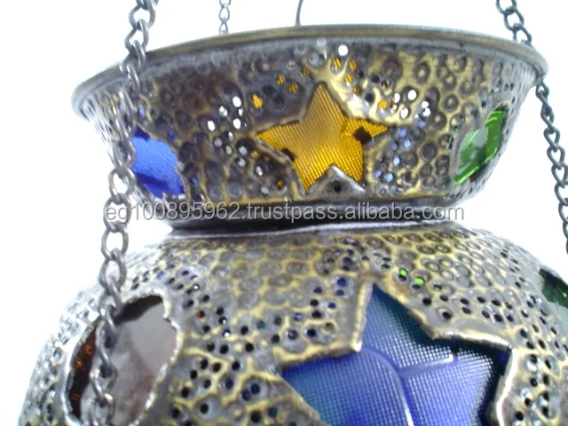 BR205 Moroccan Style Stained Glass Hanging Pendant Lighting / Lantern