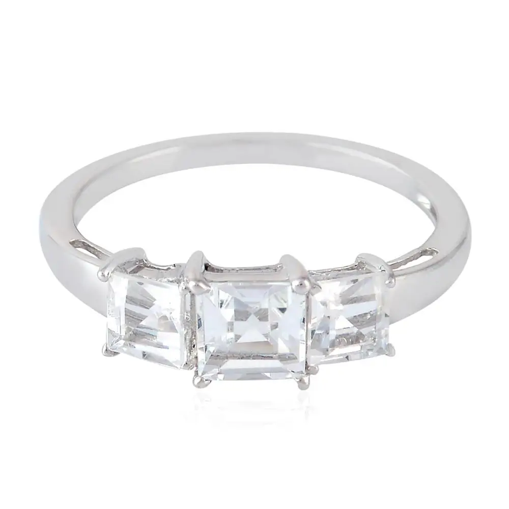 
Silver 925 Sterling Topaz Anniversary Ring For Women Gemstone Jewelry 