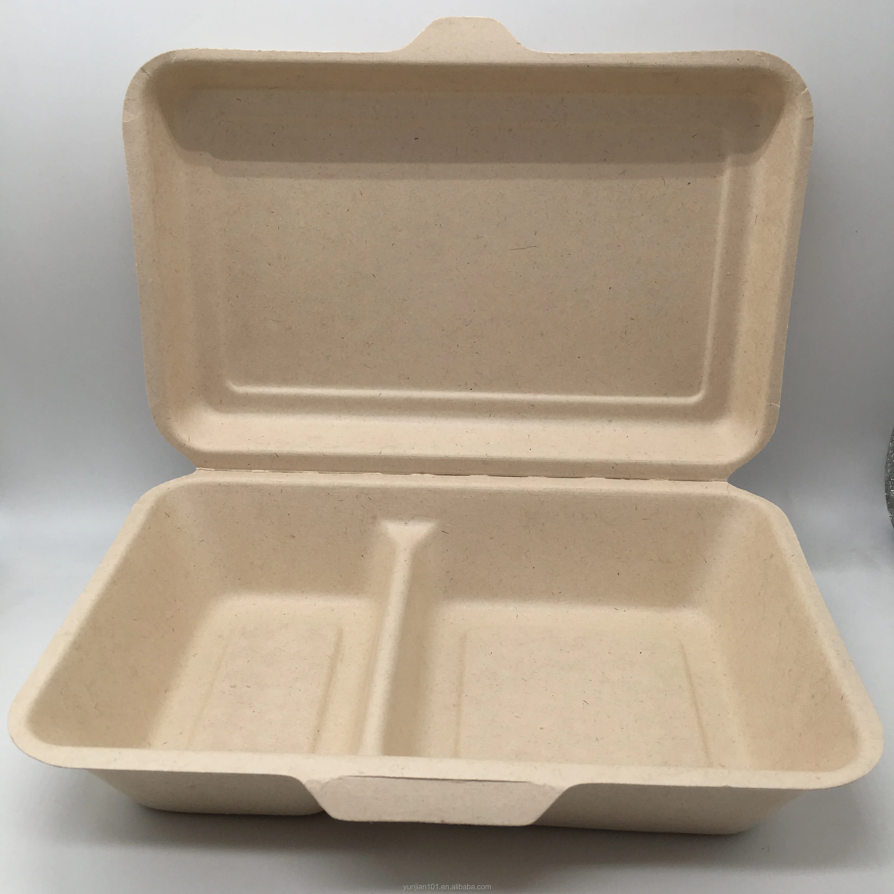 
Disposable Compostable Stackable Wheat Straw Fiber Lunch Box With 2 Compartment 
