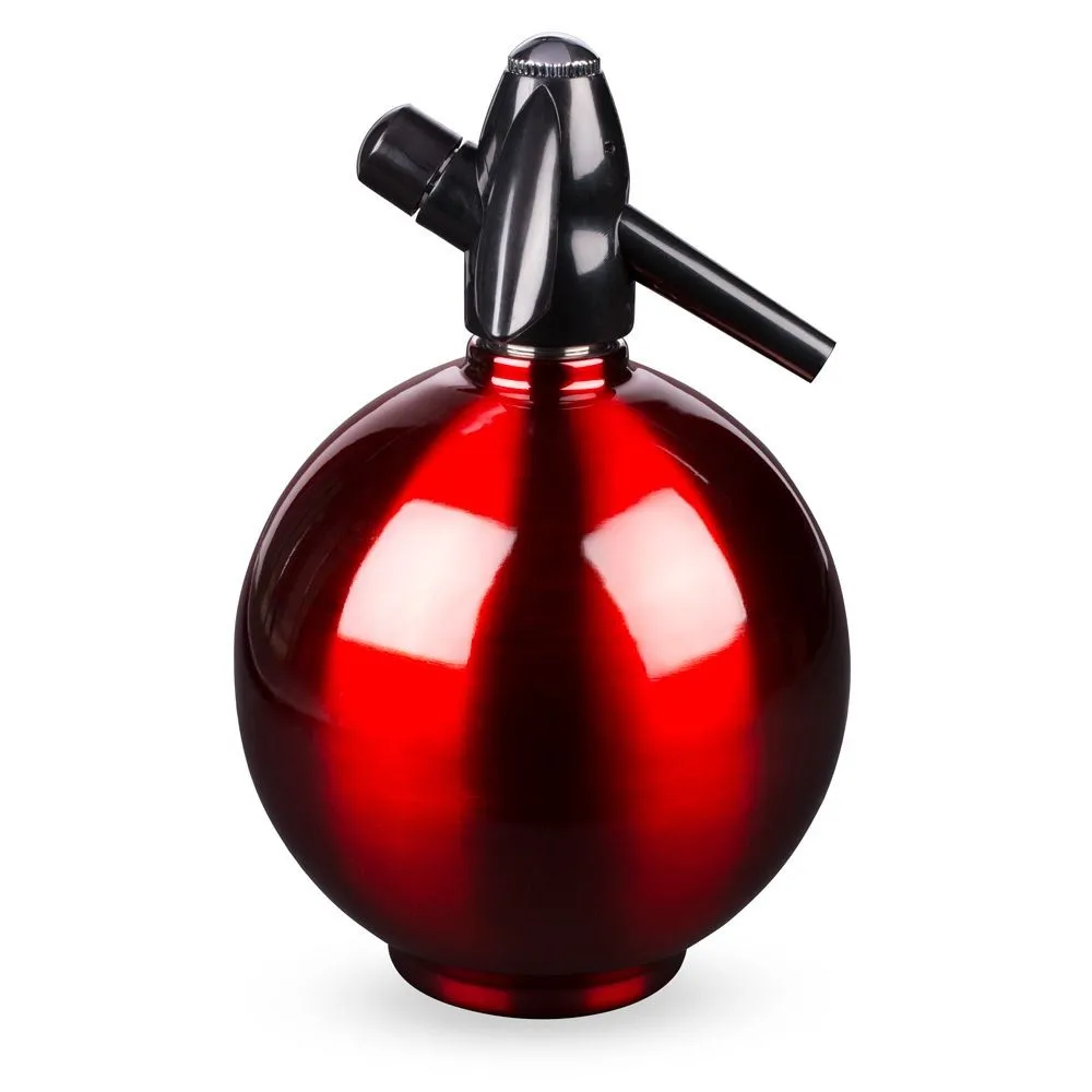 Soda Syphon, Campari Red Retro Stainless Steel Soda Siphon - Round - 1 Liter, gift