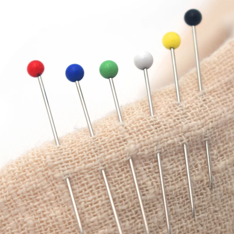 Sewing Pins for Fabric, Straight Pins with Colored Ball Glass Heads, Quilting Pins for Craft and Sewing