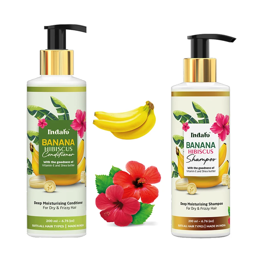 High Quality Banana Hibiscus Shampoo Conditioner Set Organic Vegan Cream for Nourishing Moisturizing Hair-Repairing for Adults