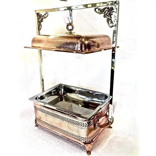 Copper Chafing Dish With Matte Black Metal Stand