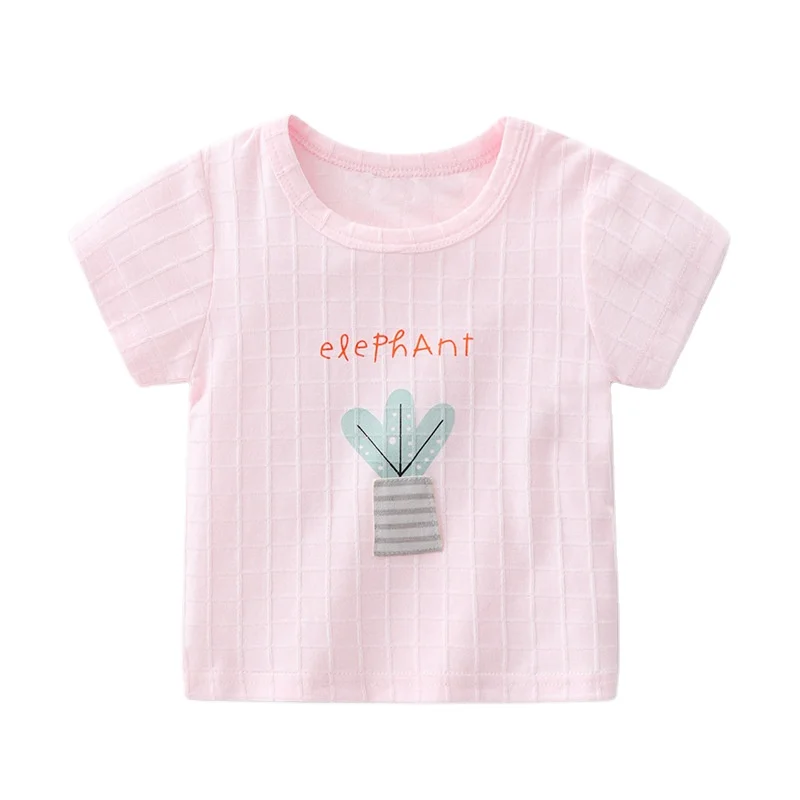 Футболка с короткими рукавами для детей футболка с длинными рукавами, от 0 до 3 лет, одежда для мальчиков и для девочек, с пуговицами на плече, с коротким рукавом; Верхняя детская одежда; Сезон лето