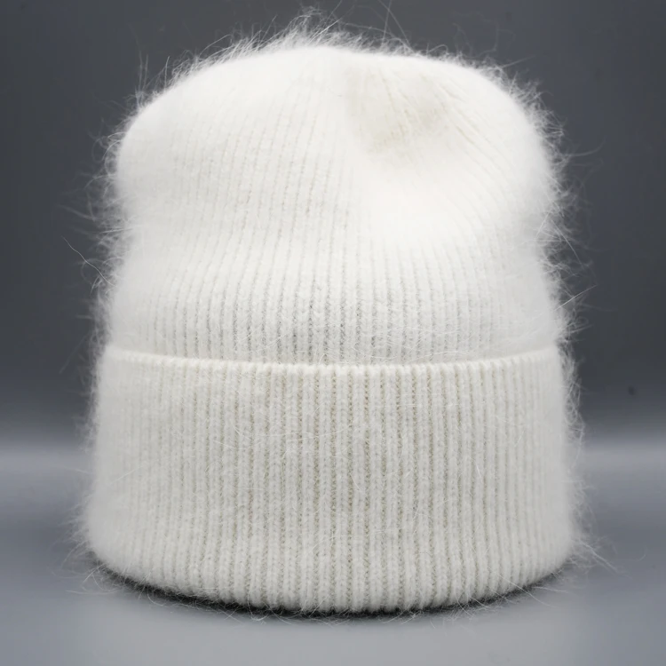 Осенне-зимняя однотонная универсальная уличная женская зимняя кашемировая шапочка из ангоры на заказ
