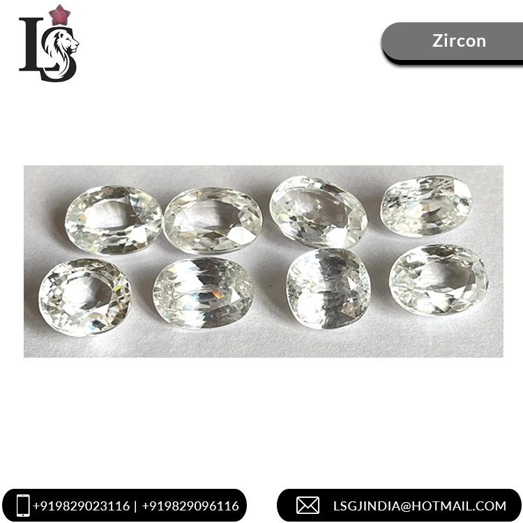 High Quality 100% Natural Oval Shape White Zircon Loose Ring Size Variety Shapes Zirocn Supplier Cushion Cut Natural Zircon for sale