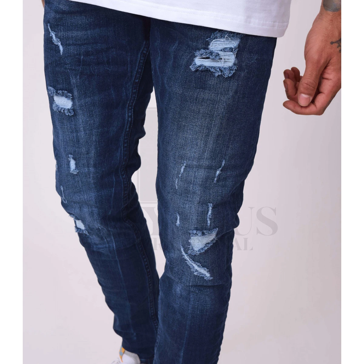 Blue Slim Jeans Custom Men Jeans Denim Jeans with Worn and Torn Effect New Straight Casual Spandex / Cotton Boy Gentleman Male