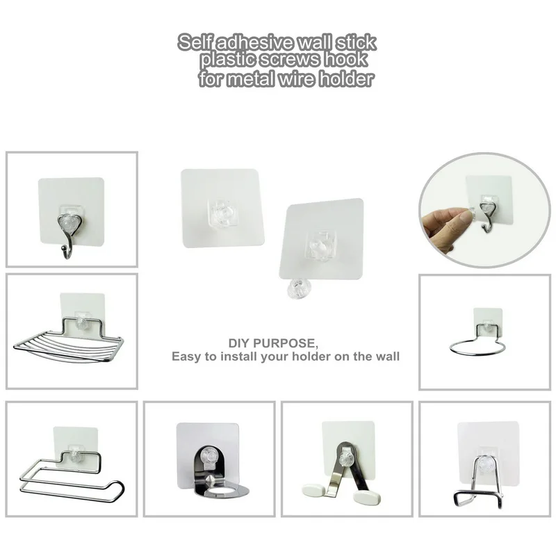 New Removeable Multi Magic plastic wall hook metal trackless wall hanger self adhesive cutting board hanger