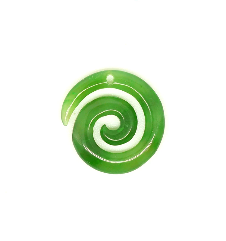 Hot sale diy jewelry earring natural jade 15mm Maori Koru donut green jade pendant