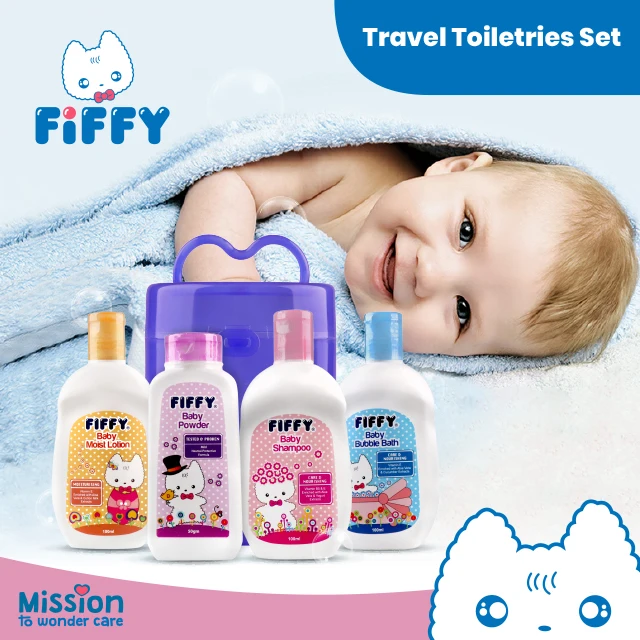 
FIFFY Baby body wash body powder body lotion Toiletries Set Baby Gift Set - 4 bottles (PURPLE) 