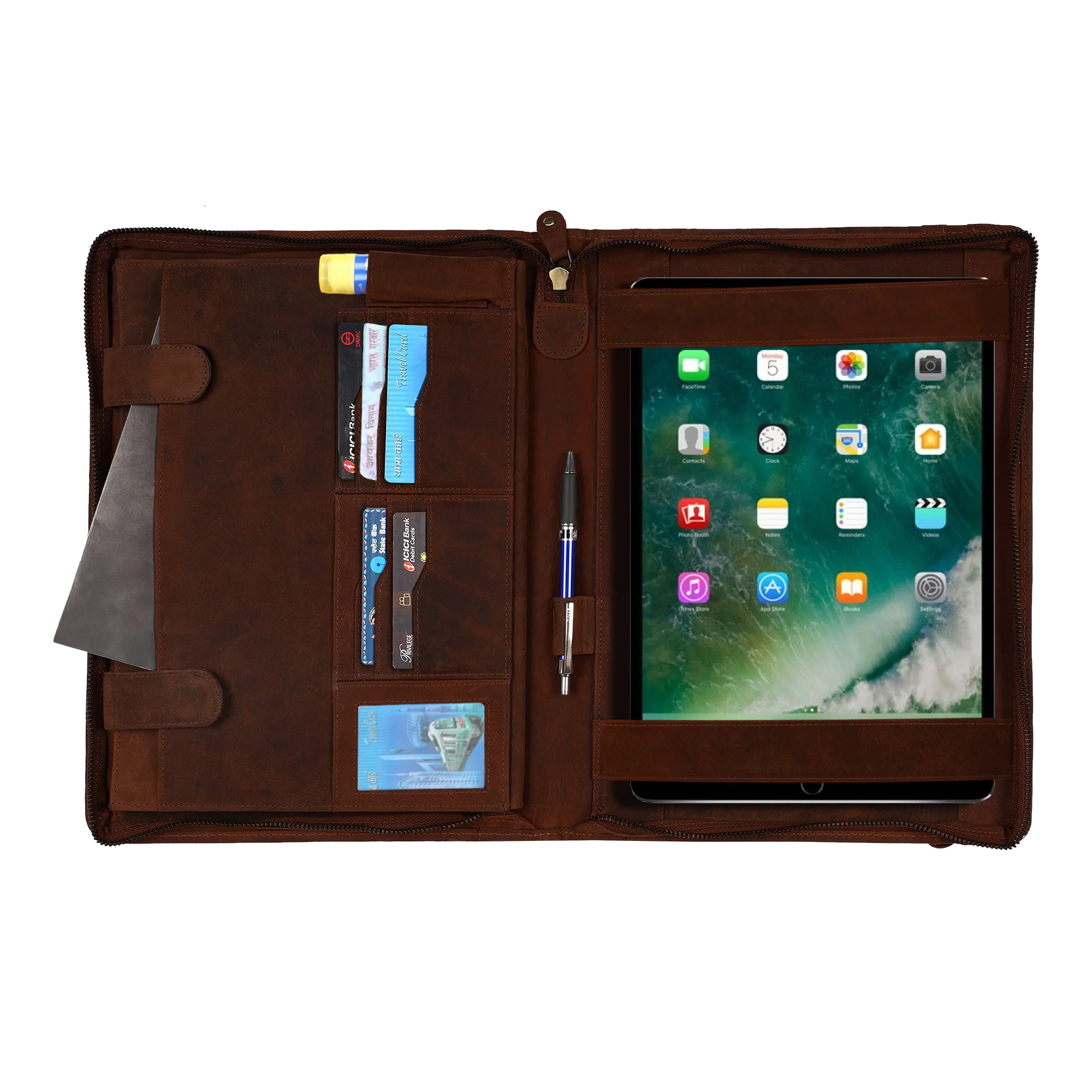 Business Portfolio Professional Organizer Gift for Men & Women Durable Leather Supreme Padfolio Zippered Closure