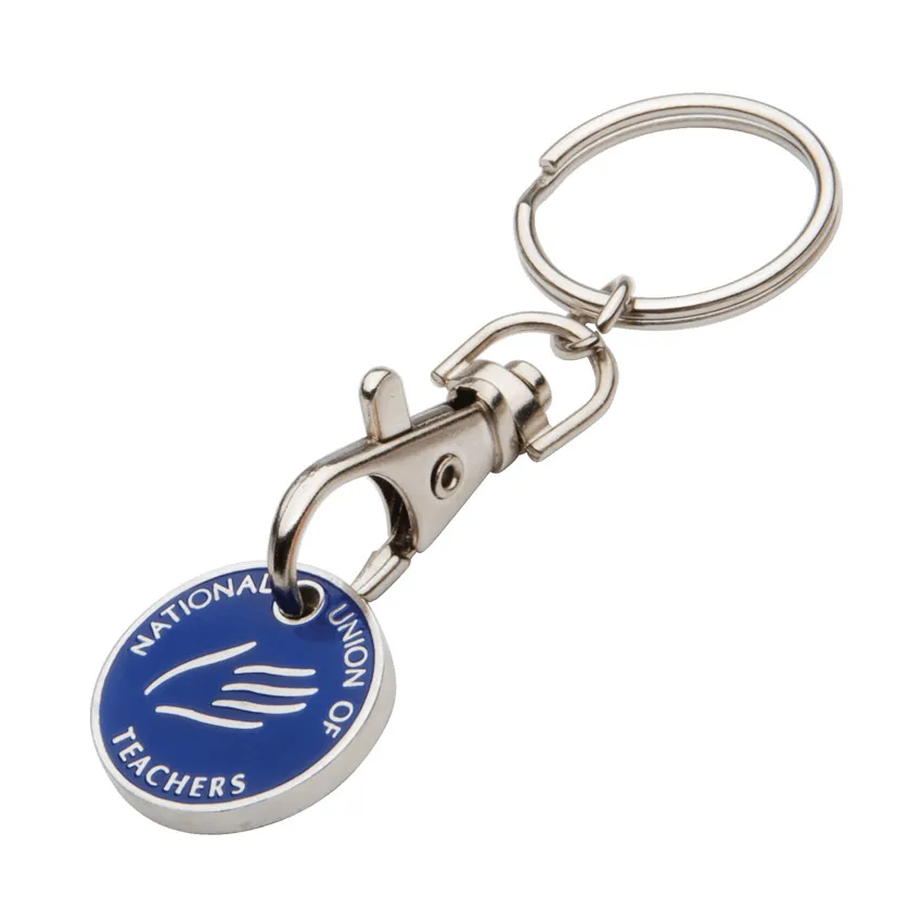 Manufacture customized round metal trolley coin token keychain