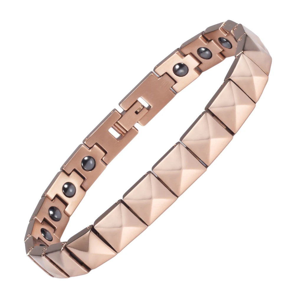 
Sophisticated Multi-Facted Square Power Sports Balance Pure Bio Germanium Magnetic Titanium Bracelet for Women 