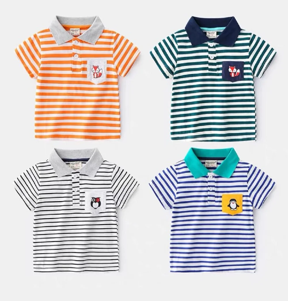 Direct Manufacturer Children Boy 100% Cotton Wear Short Sleeve Printed Stripped Polo Shirt For Kids From Bangladesh