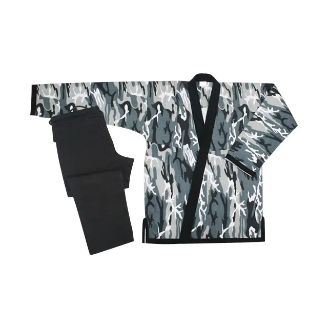 Wholesale Grey Camo Black Trimmings JiujiT-shirtugi Kimonos