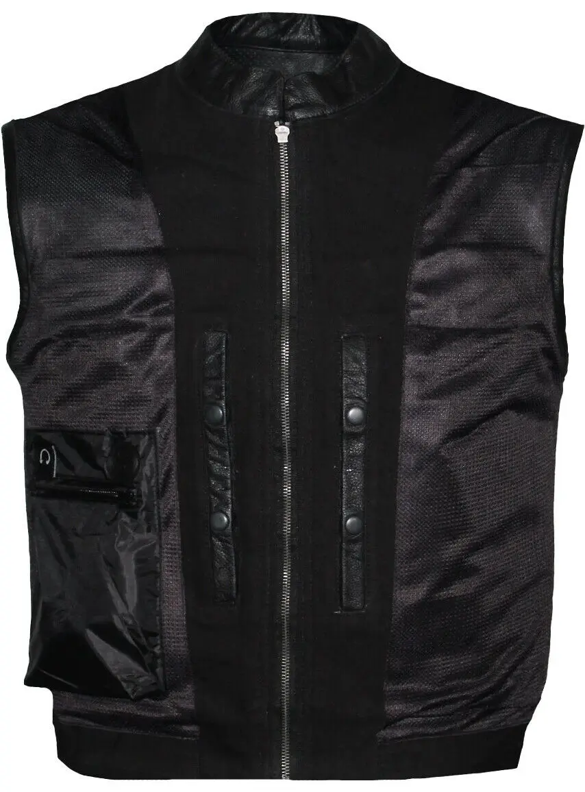 Men Anarchy Distress Brown Motorcycle Biker Leather Vest With Gun Pockets