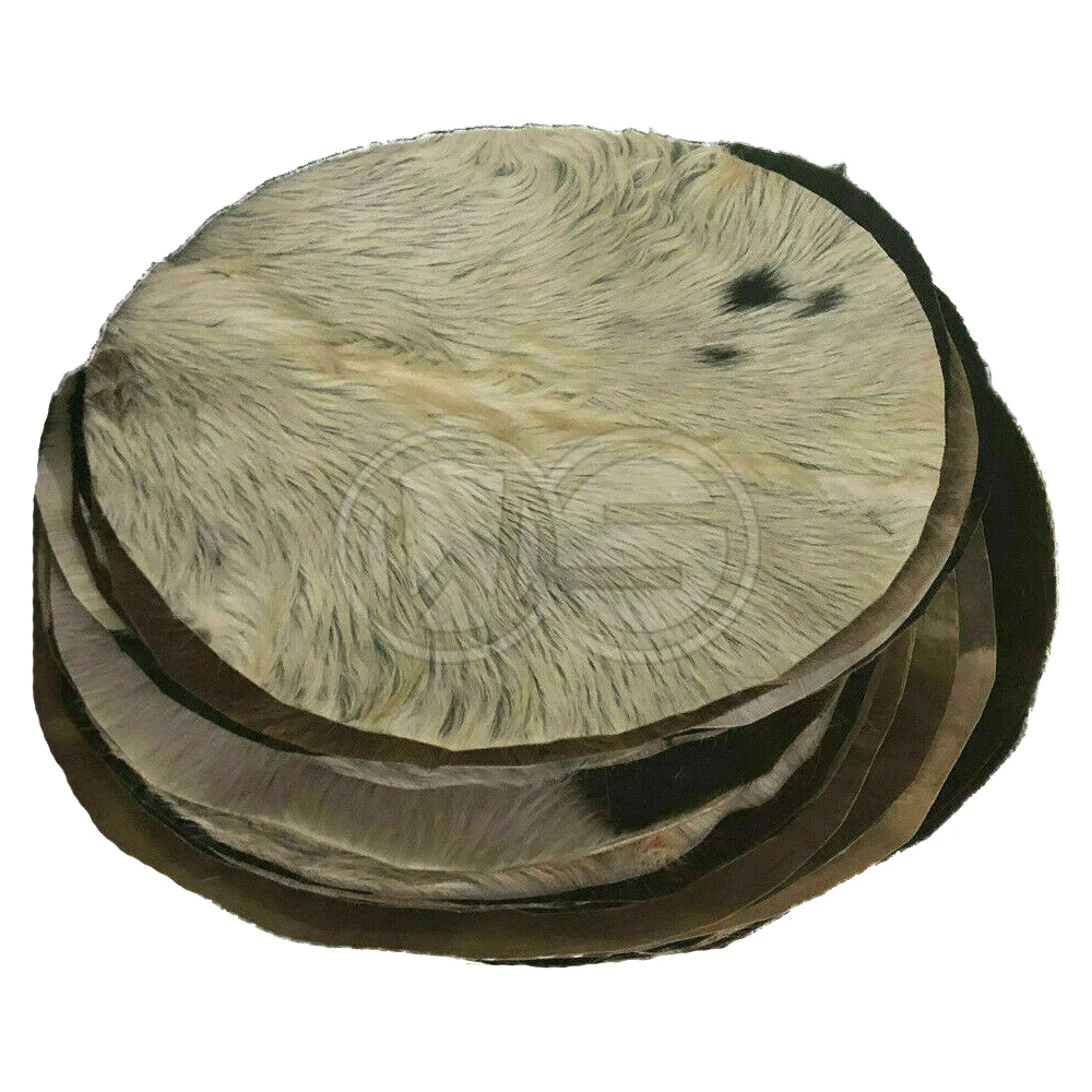 Doumbek Natural Flat Round Piece GOAT SKIN Head untanned (14 inches) Goat Skin Djembe Head Goatskin for Drum