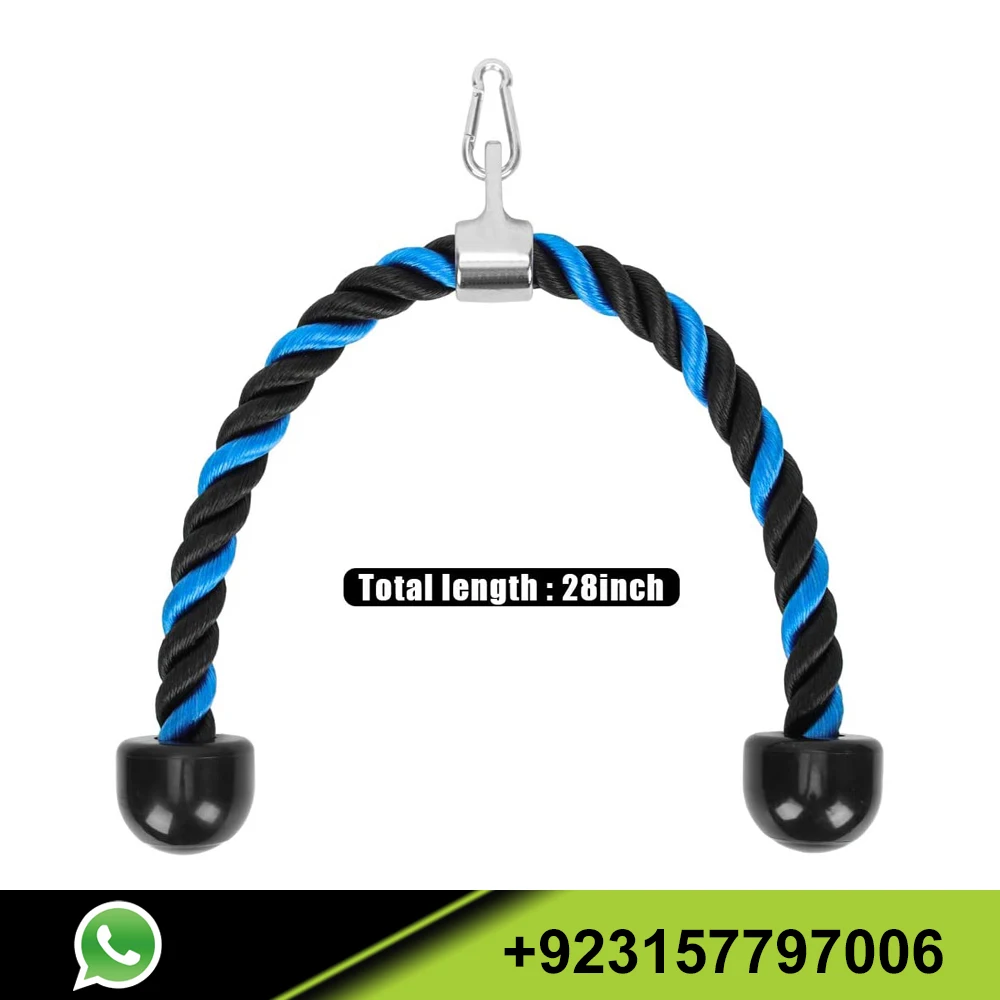 Heavy Duty Coated Nylon Tricep Rope 28  inches Pulldown For Weightlifting Rope with Solid Rubber
