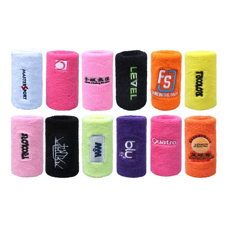 Custom logo sports embroidered sweatbands sweat terry wristband