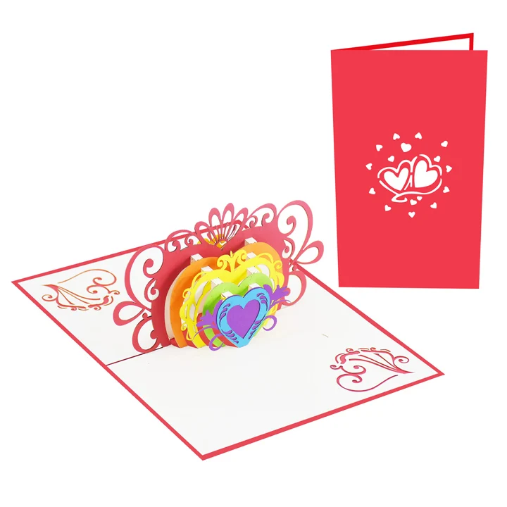 
3D выдвижная поздравительная открытка с надписью «Love», вьетнамская Лазерная вырезка 