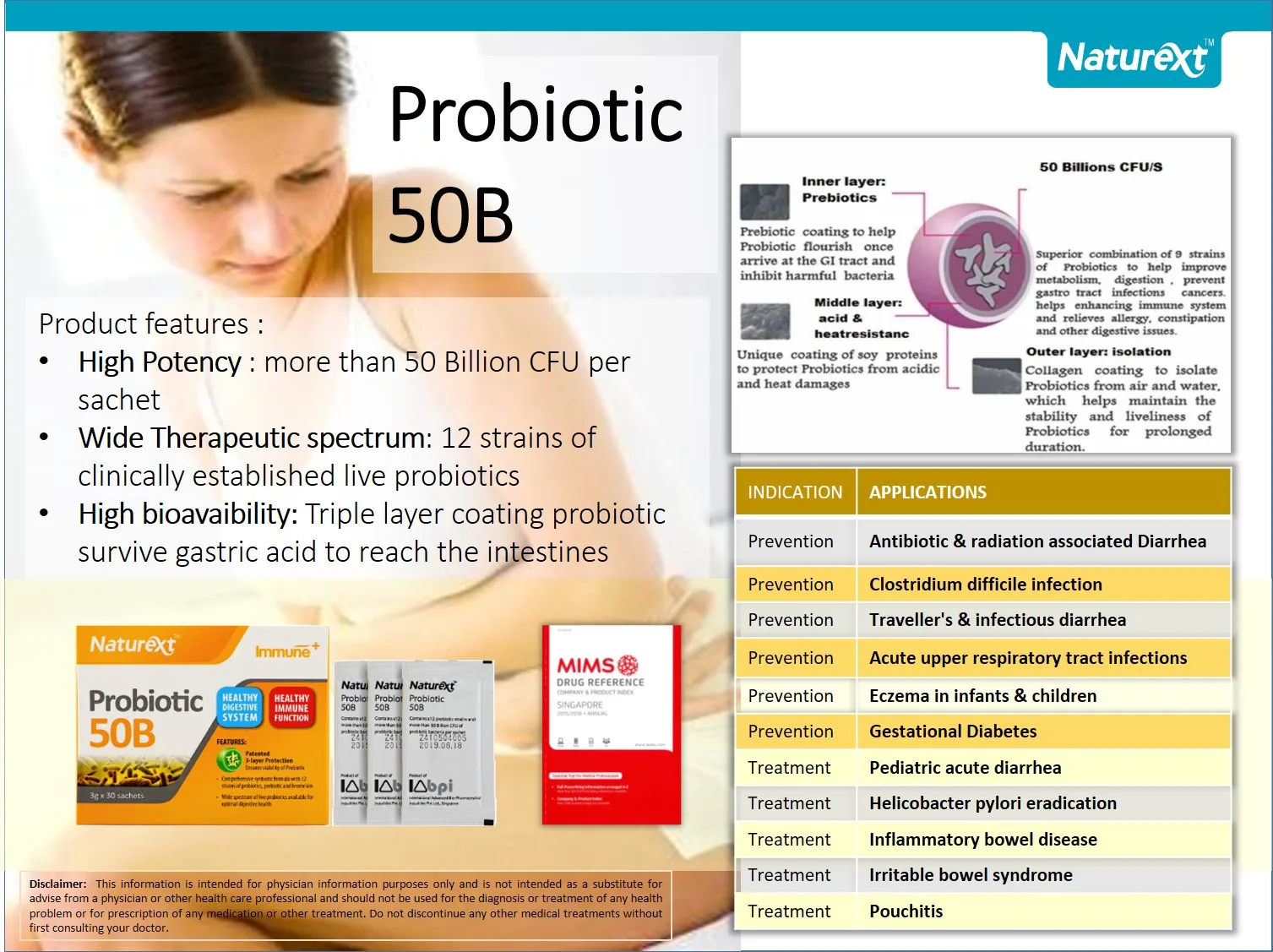 
Naturext Probiotic 50B Powder With High Potency 50 Billion CFU 12 Strains Probiotic Serve As Dietary Fiber 