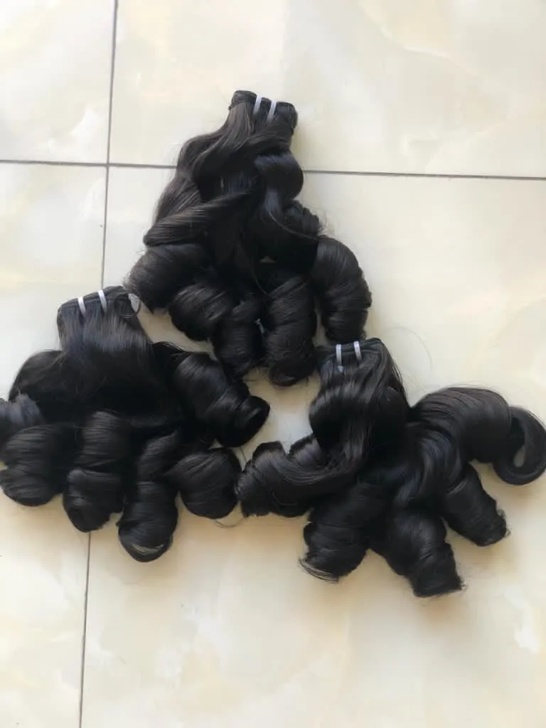 Grade 10A 9A Hair Weaving Bundles Bouncy Curl Hair Weave Natural Cuticle Human Hair Double Drawn Funmi From Anluxhair