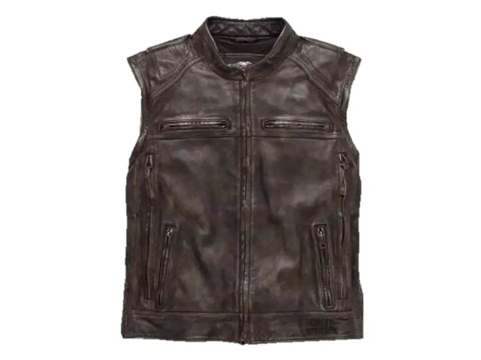  Мужская Harley Davidson стойкий Кабриолет в байкерском стиле из натуральной кожи куртка юбка жилетки; Стиль юбки туристическая телячьей