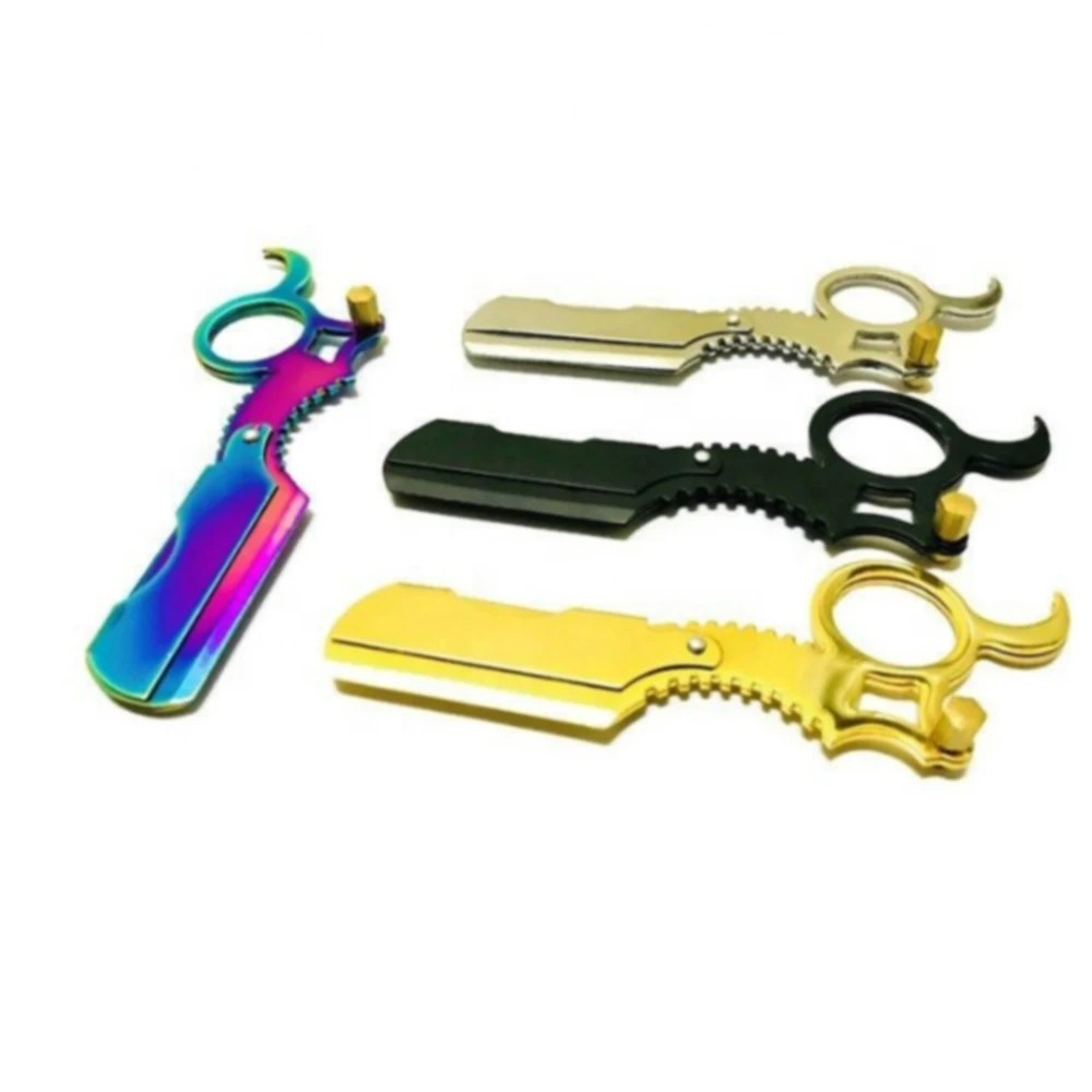 
Безопасные лезвия из нержавеющей стали, регулируемые лезвия для стрижки бороды с одним кольцом, Парикмахерская Бритва для пальцев 