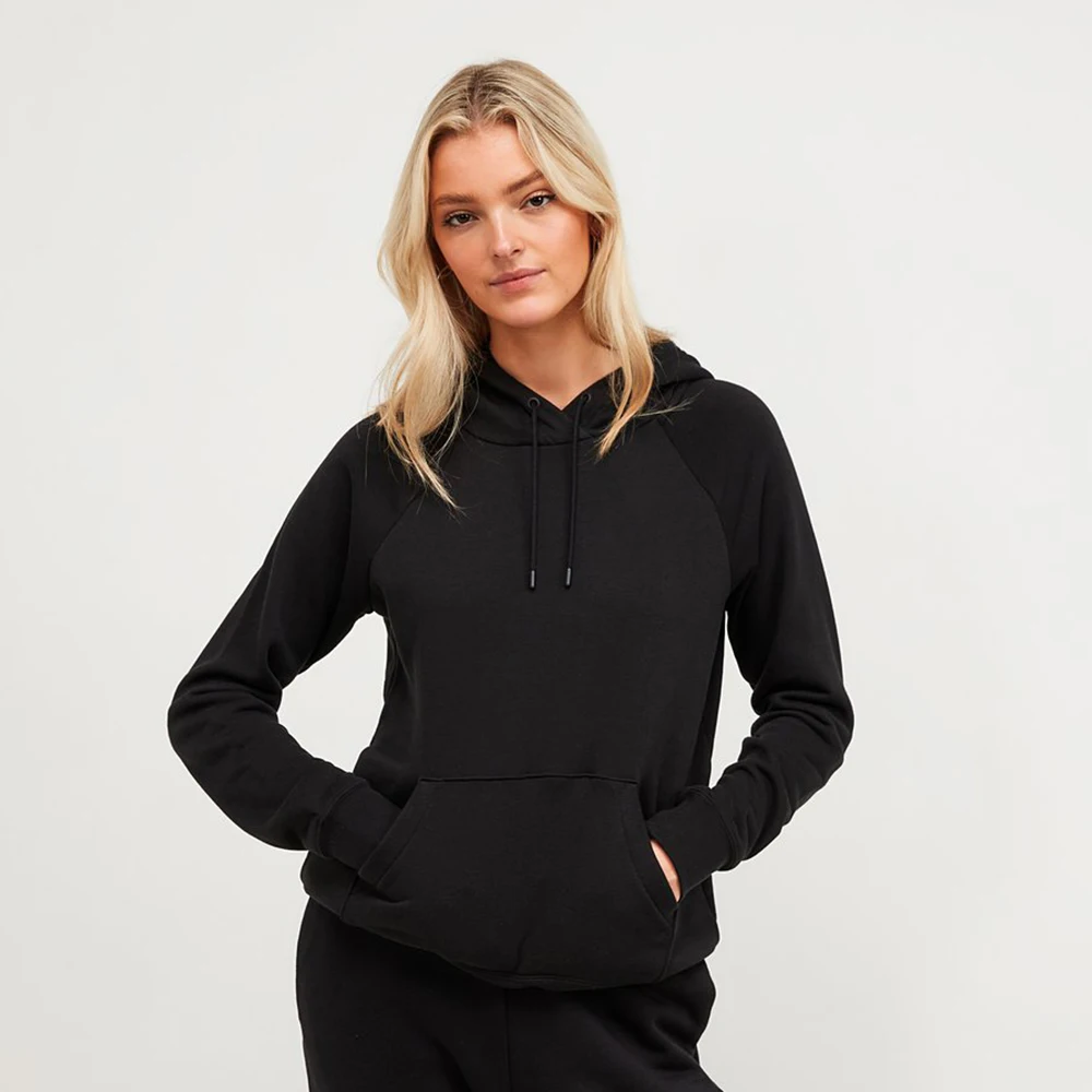 Women sportswear high quality athletic custom raglan sleeve hoodie plain solid color custom logo running training hoodies