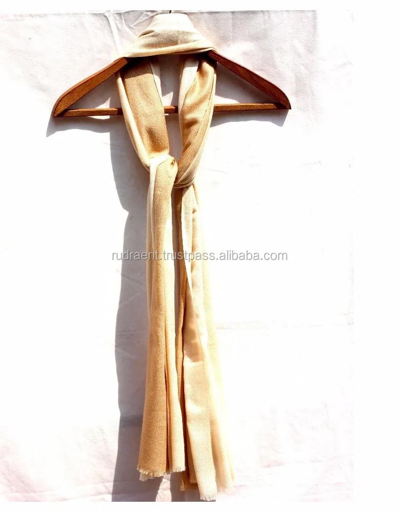 Handwoven Camel Color Soft Indian Cashmere Lambswool Shawl