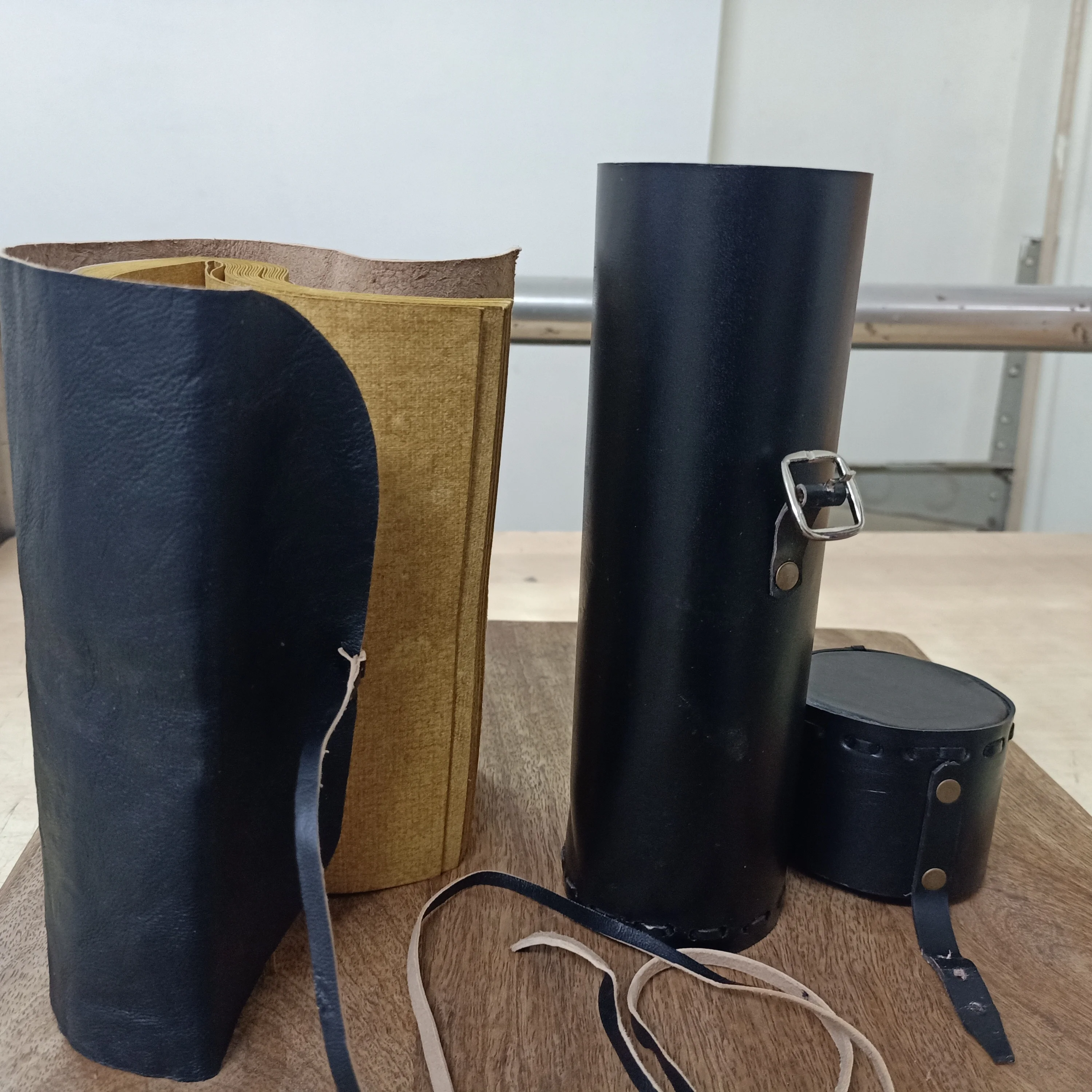 handmade leather scroll journals for writers, travelers, artisans, drawing and painting , journaling