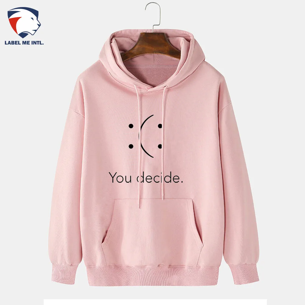 Mens You Decide Print Smile Pattern Drop Shoulder Hoodie With Pocket