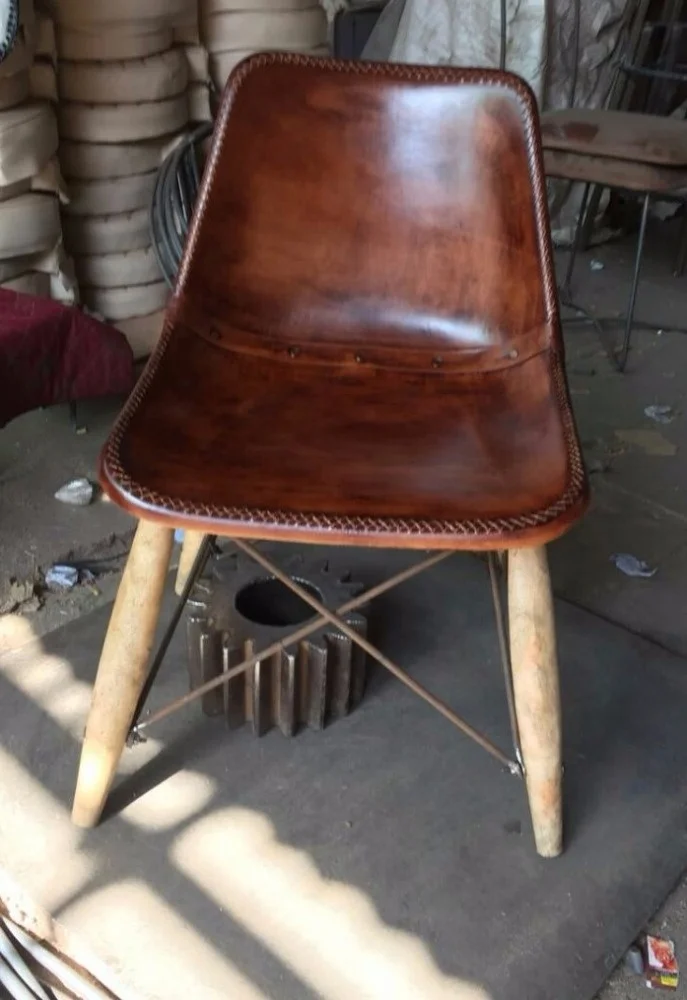 India Industrial Dining Chair , Leather Dining Chair, Restaurant Furniture