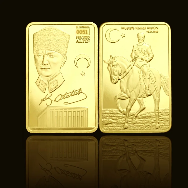 FS-Craft Souvenir Gift For Collection Gold Plated Bar Coins Turkey 24k Gold Bar