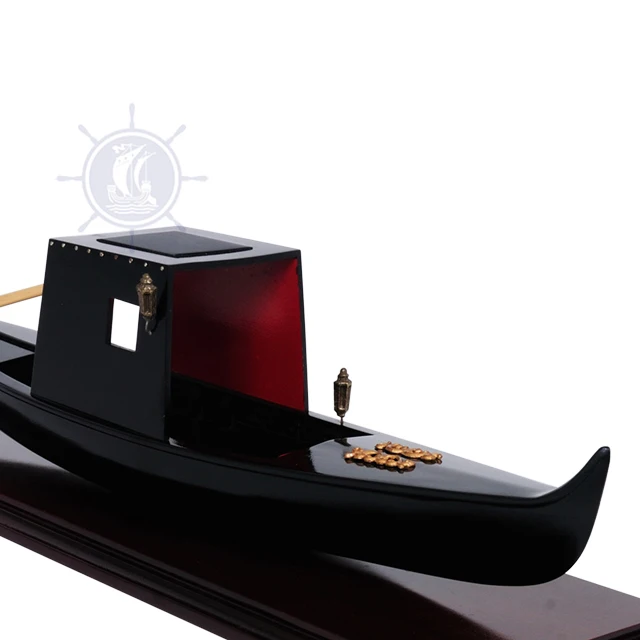 Wooden crafts VENETIAN GONDOLA BLACK PAINTED  speed boat nautical decor model for home decoration