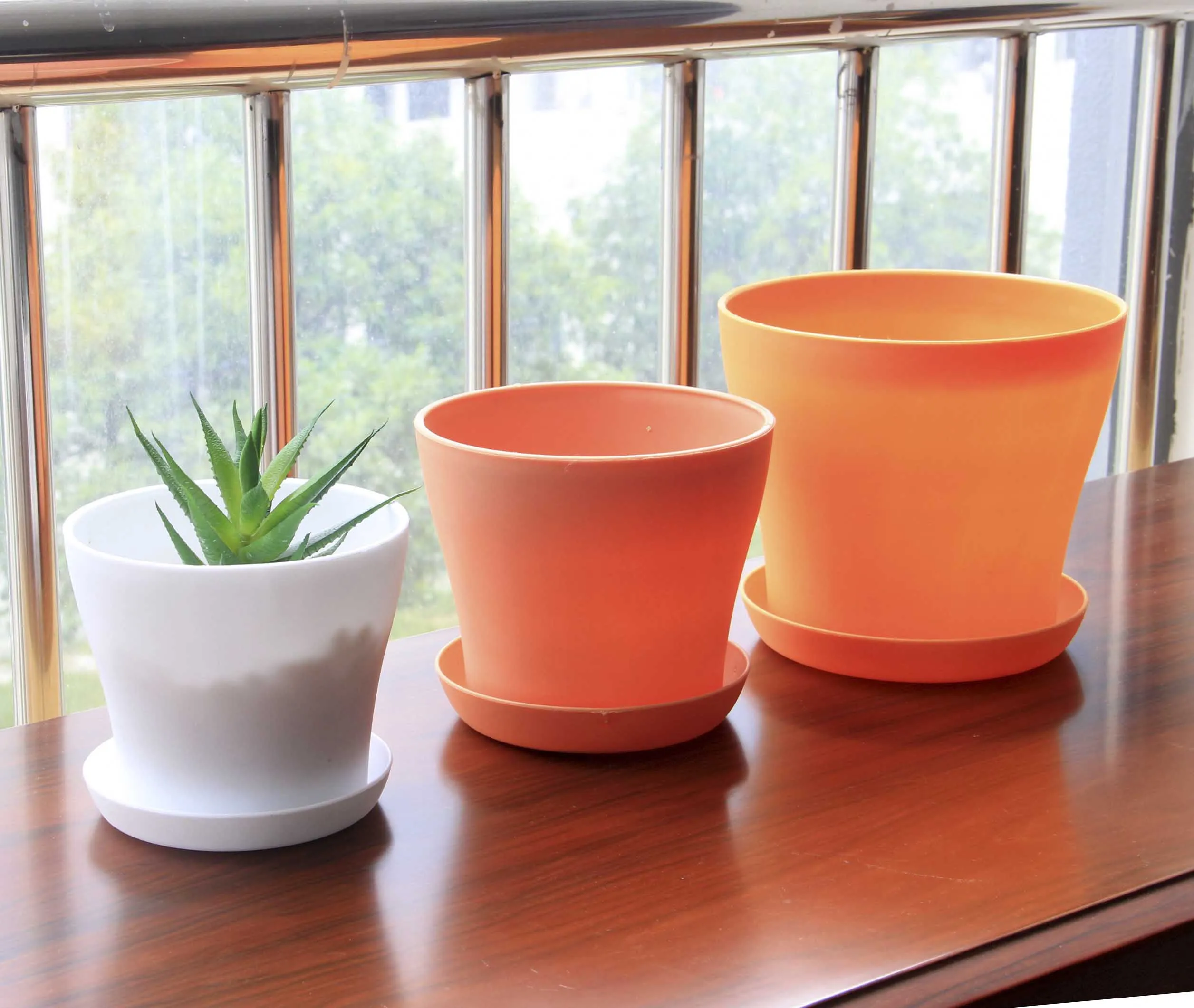 Пластиковый горшок для растений с блюдцем декоративный пластиковый цветочный садоводства