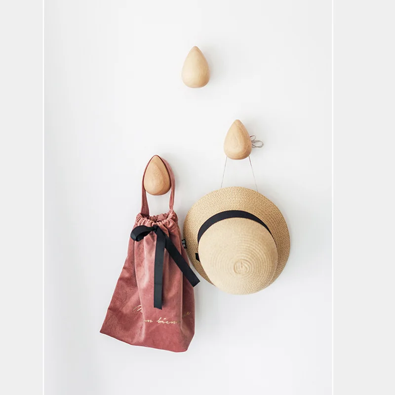 Sticky Water Shape Wood Hangers Wall Storage Coat Hooks