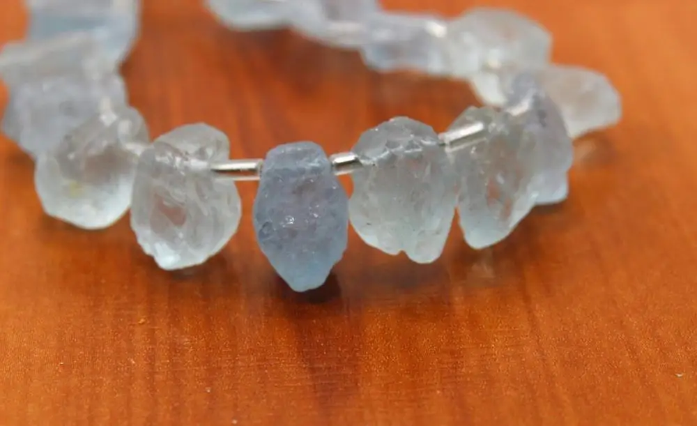 Natural Blue Aquamarine Gemstone Uneven Shape Rough Untreated Side Drill handcut For Jewelry Making