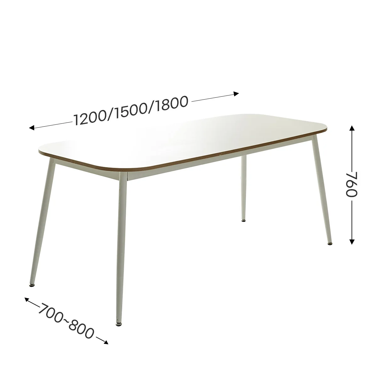 Modern Simple White Edge Stripe Top White Steel Frame Rectangular White Dining table set