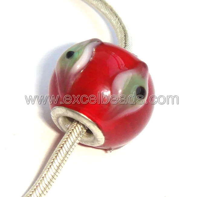 Lamp work Glass Beads wholesale Large hole beads Disc shape beads for jewelry