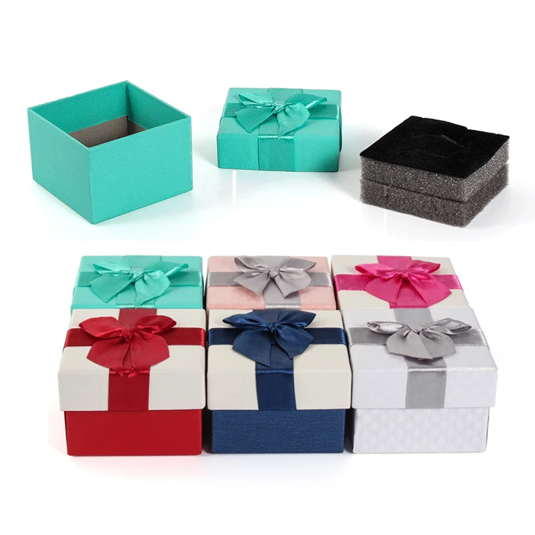 TA MINGREN Cheap Wholesale Paper Ribbon Bow Gift Jewelry Packaging Cajas Joyas Carton Con Liston with Foam