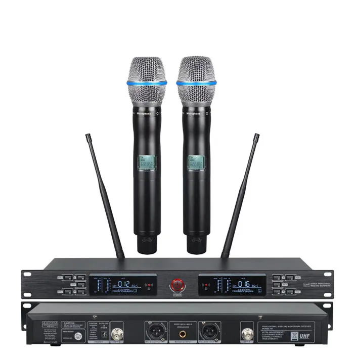 TKG 650-690MHz UR-2000 dual channel dual handhold wireless microphone professional uhf