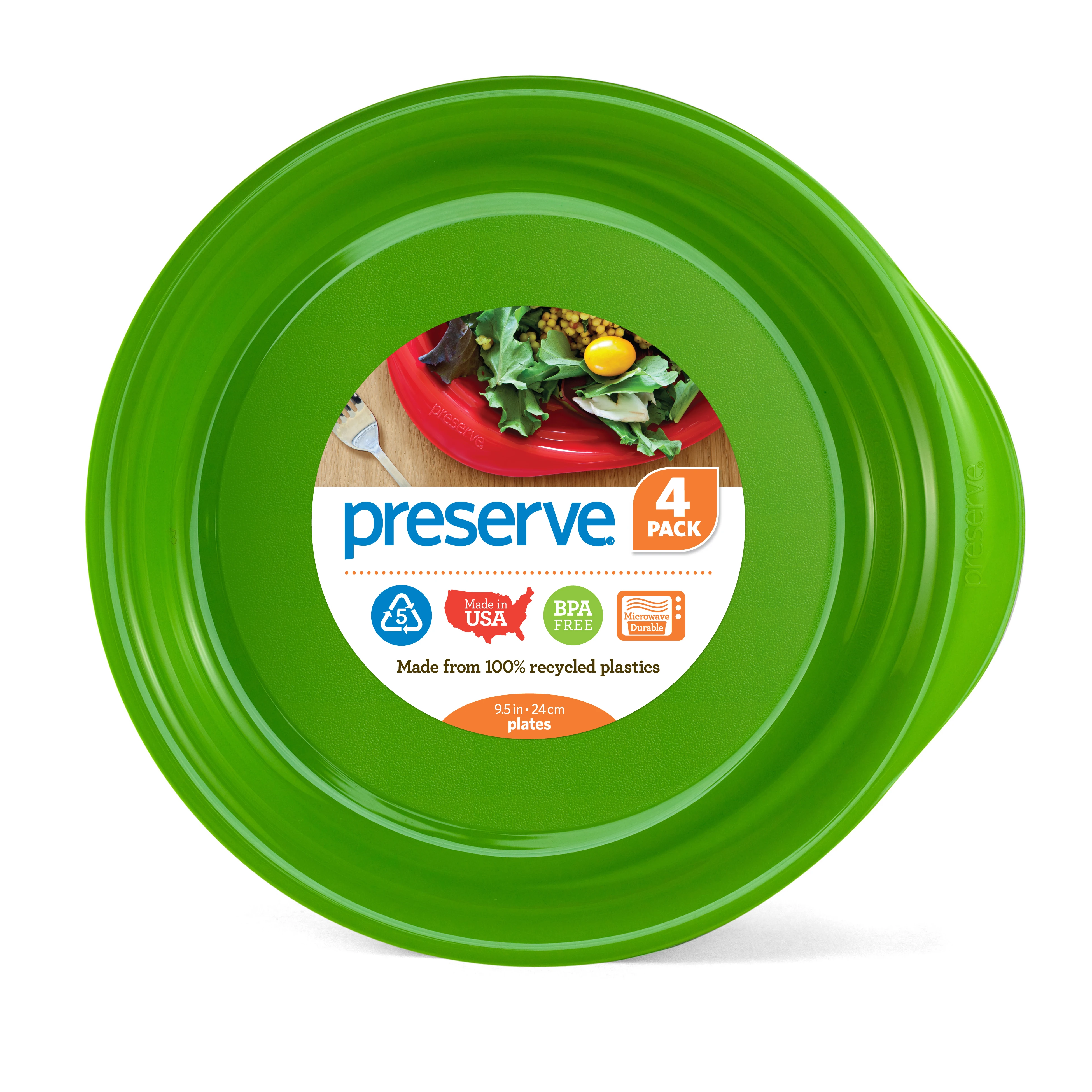 Preserve Everyday Plates 4ct Apple Green, Case of 8