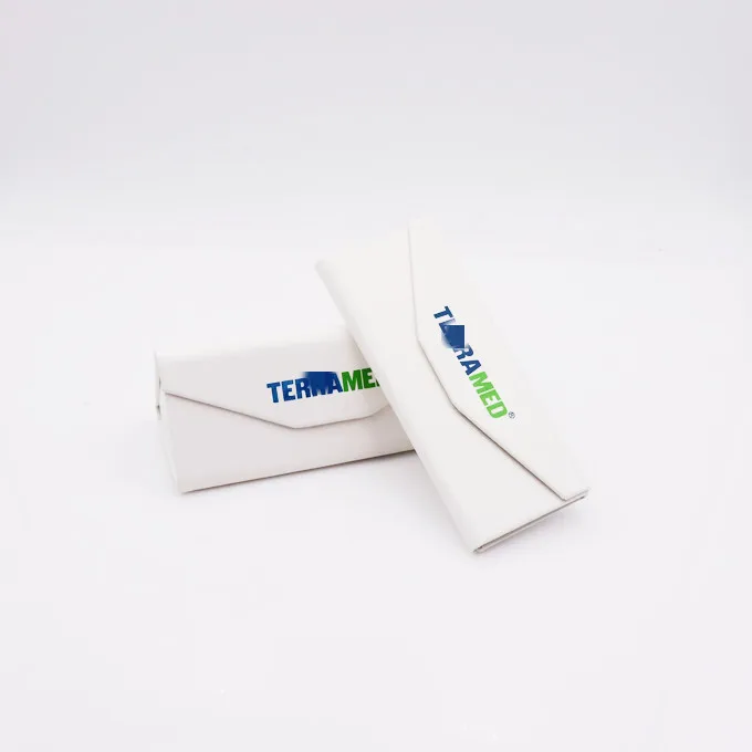 Wholesale sunglasses case and box  Folding Triangle sun glasses with case PU Handmade Foldable Magnet Optical glasses case set