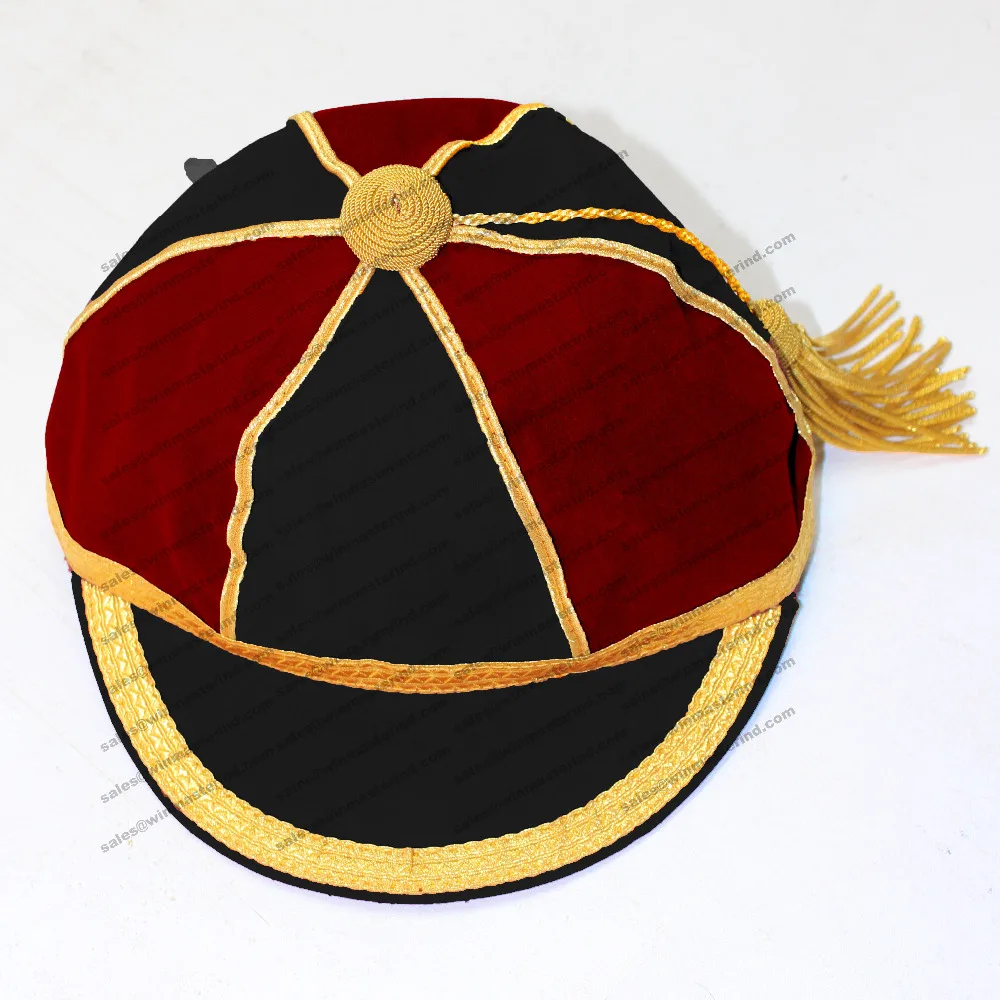 Custom Baggy Cricket Caps honours caps Black with Gold braid and tassel Traditional