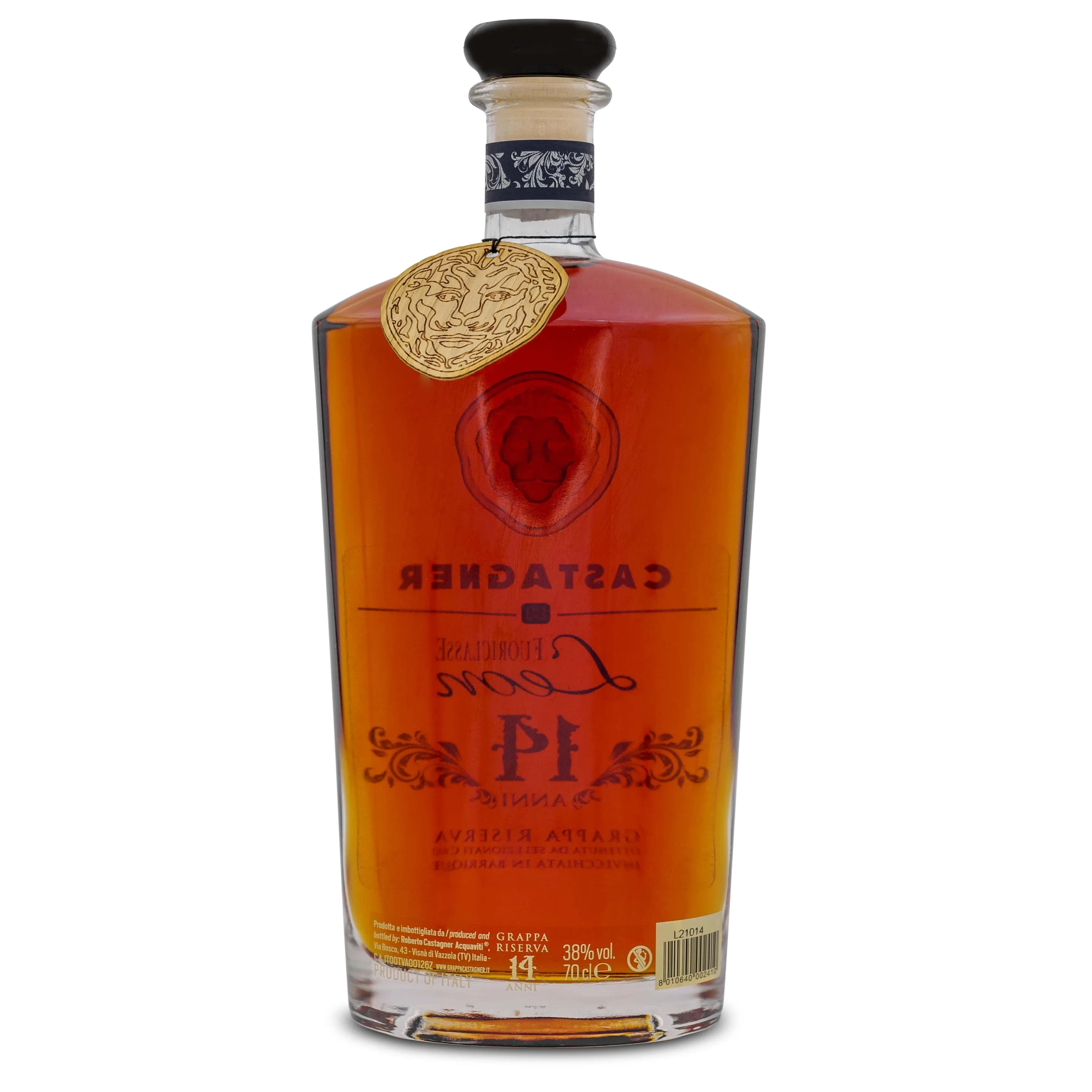 FUORICLASSE LEON 14 ANNI RESERVE PREMIUM MADE IN ITALY HIGH QUALITY GRAPPA GLASS BOTTLE 700 ML